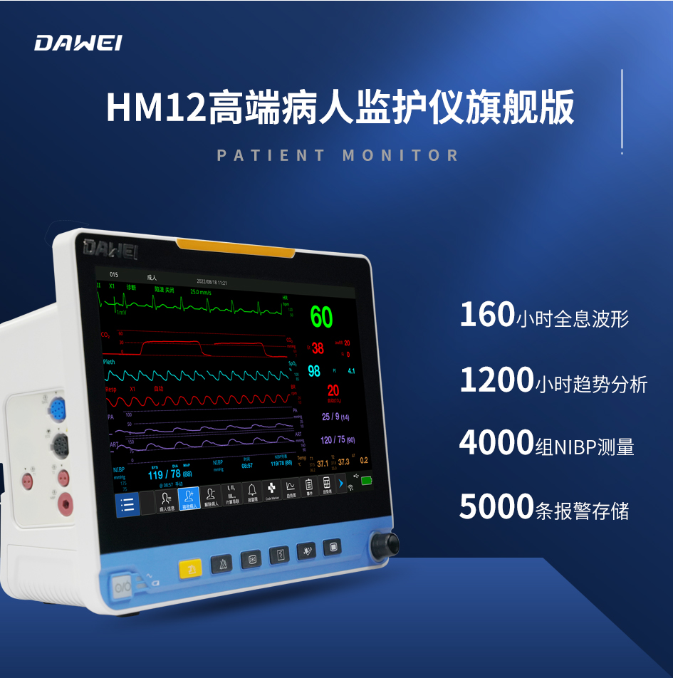 Dawei Medical HM12 multi-parameter patient monitor manufacturer