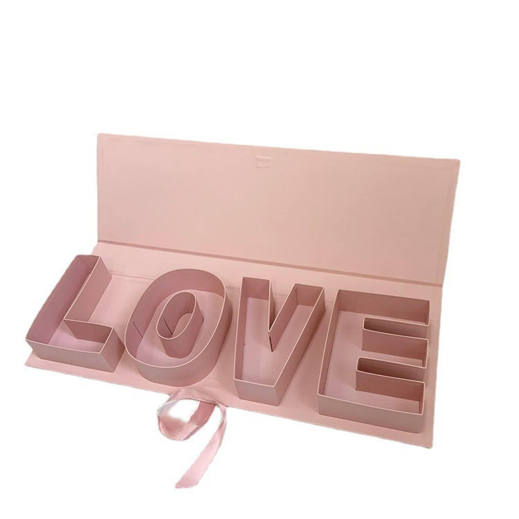 LOVE Letter Valentine's Day Flower Gift Box Packaging Multiple Colors Valentine's Day Ribbon Gift Box