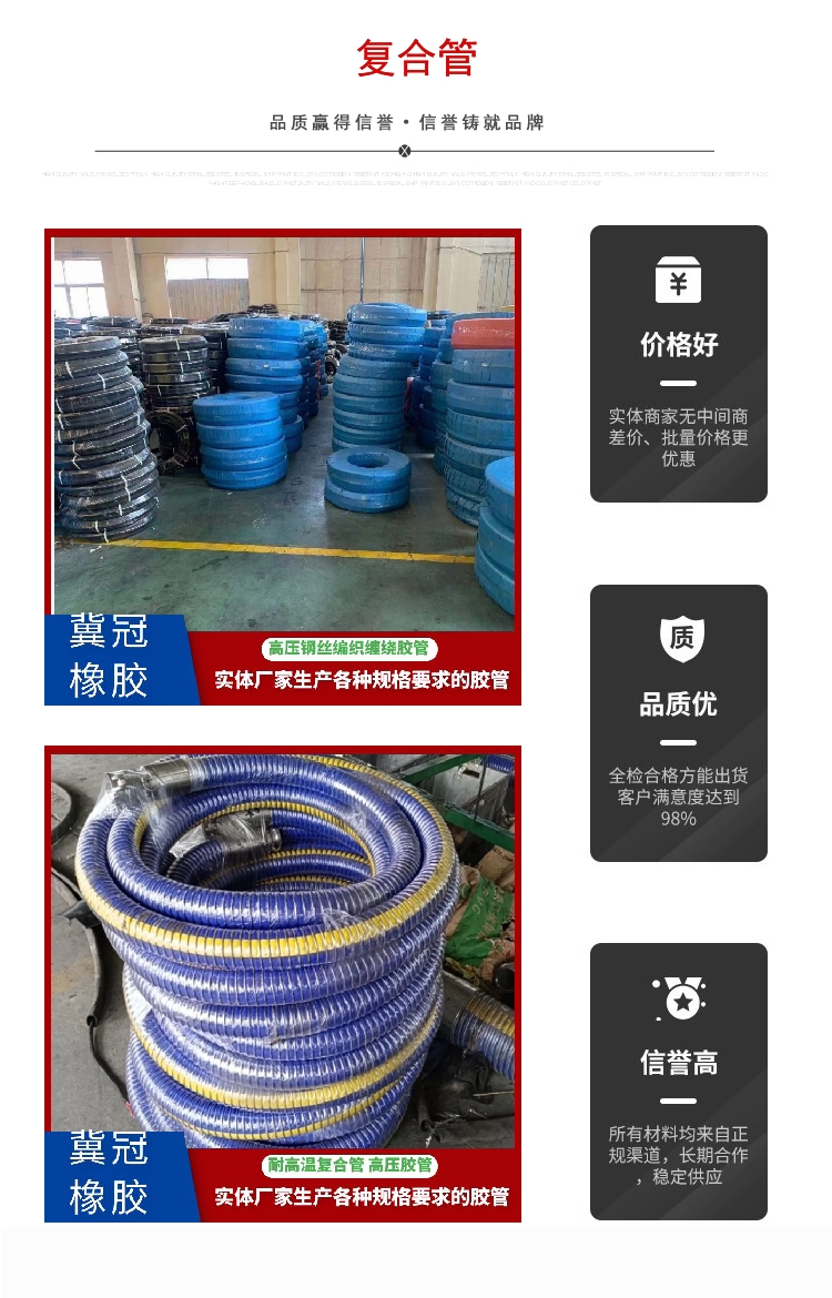 Wear-resistant ceramic pipe, high-temperature resistant composite pipe clip, diesel resistant, oil resistant rubber pipe, steam added rubber pipe