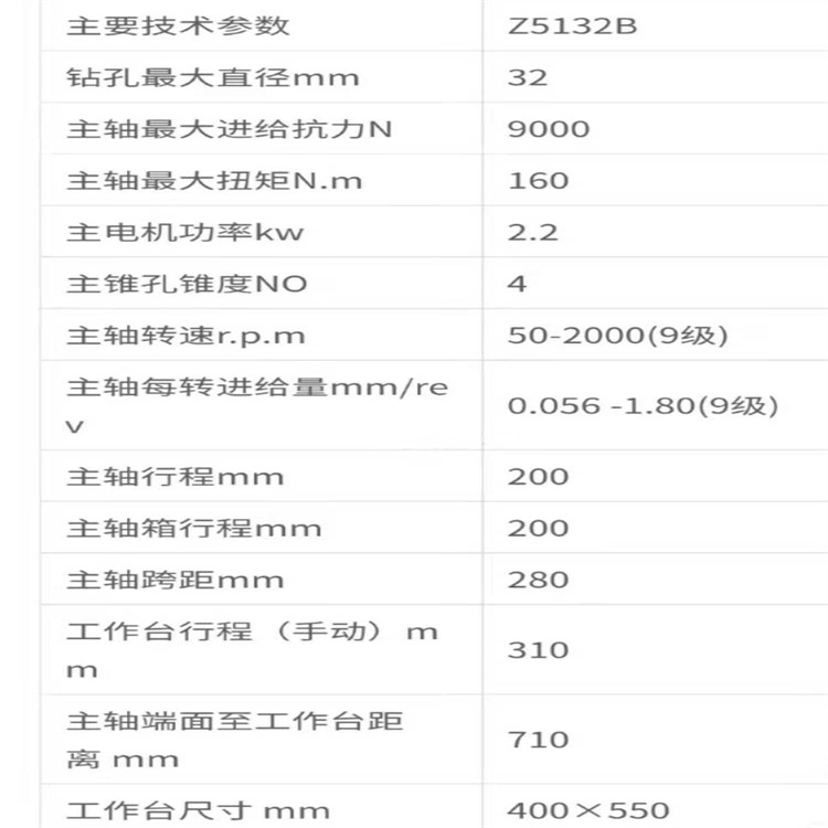 Z5125 Vertical Drilling Machine Square Workbench Column Rectangular Guide Rail Steel Parts Drilling