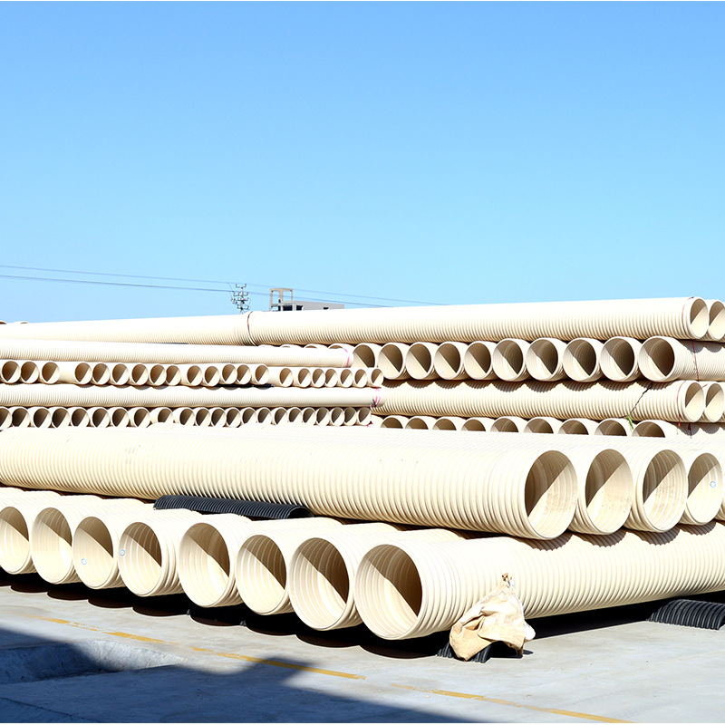 Sichuan UPVC hard polyvinyl chloride double wall corrugated pipe DN250 315 PVC-u corrugated pipe manufacturer