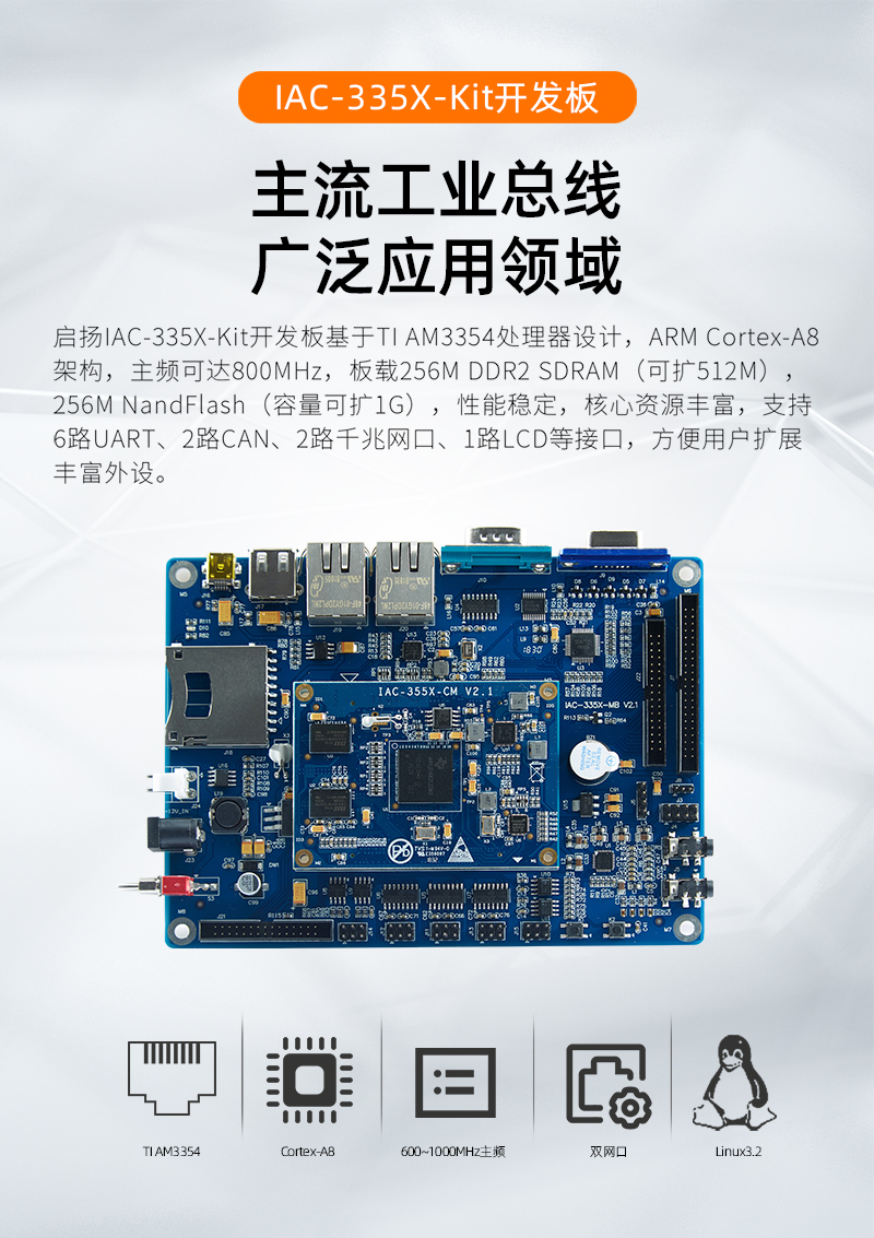 TI am335x Cortex-a8 industrial control dual network port Linux arm embedded development board