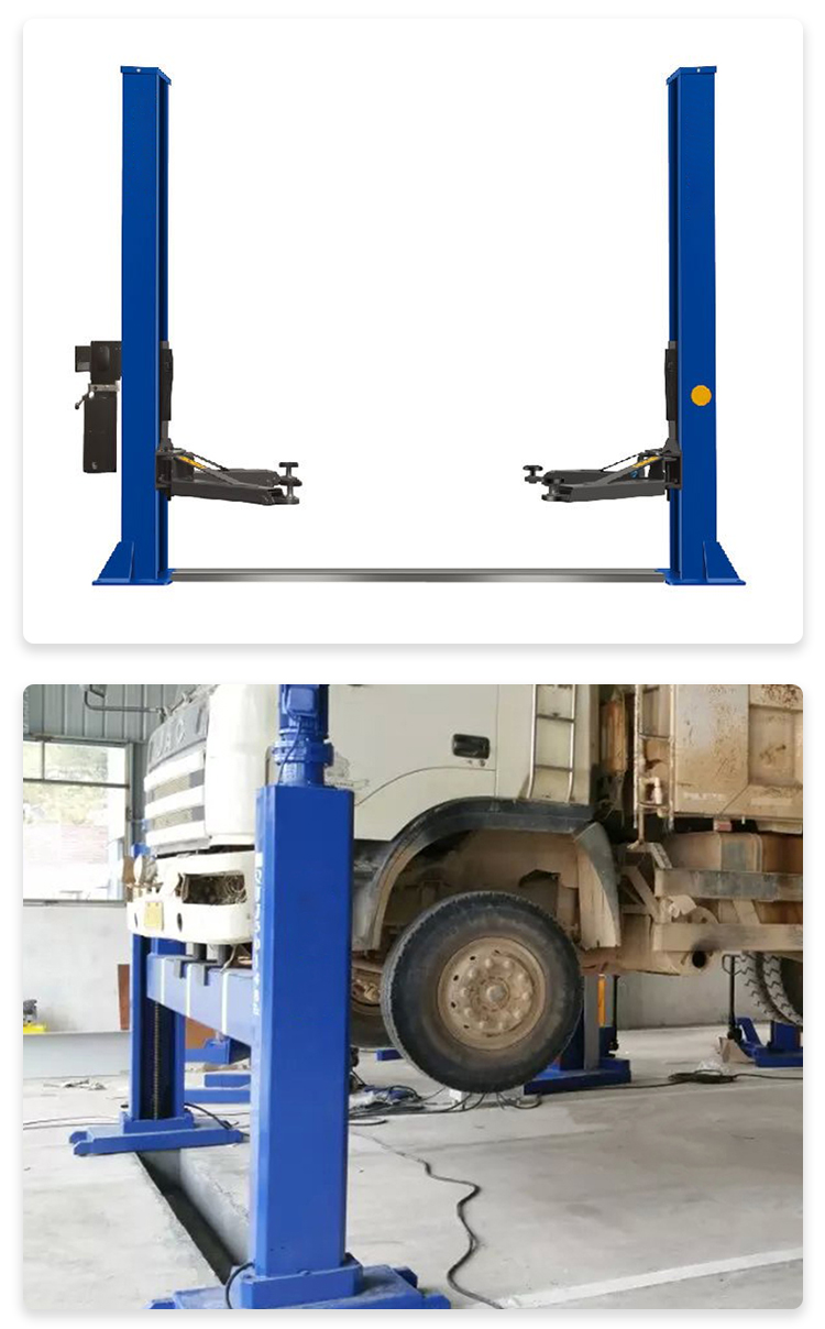 Automobile lifting machine, fixed lifting platform for motor vehicles, hydraulic elevator for automobile repair