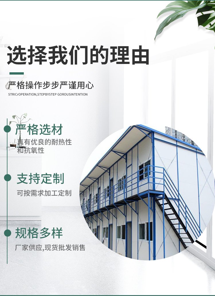 Construction site activity board room, color steel plate room, double layer activity room, double slope roof structure for residents