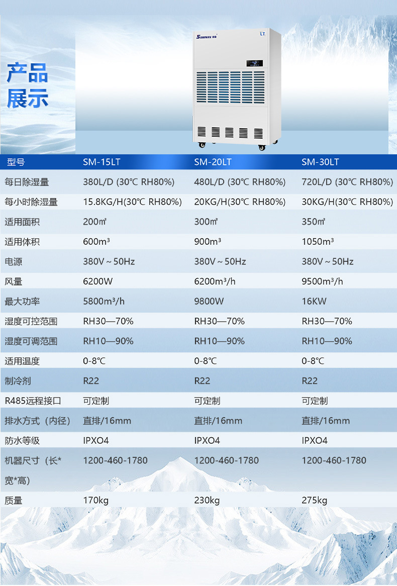 Humen commercial low-temperature resistant Dehumidifier, flower food refrigerator, special medical warehouse, high-power industrial dehumidifier