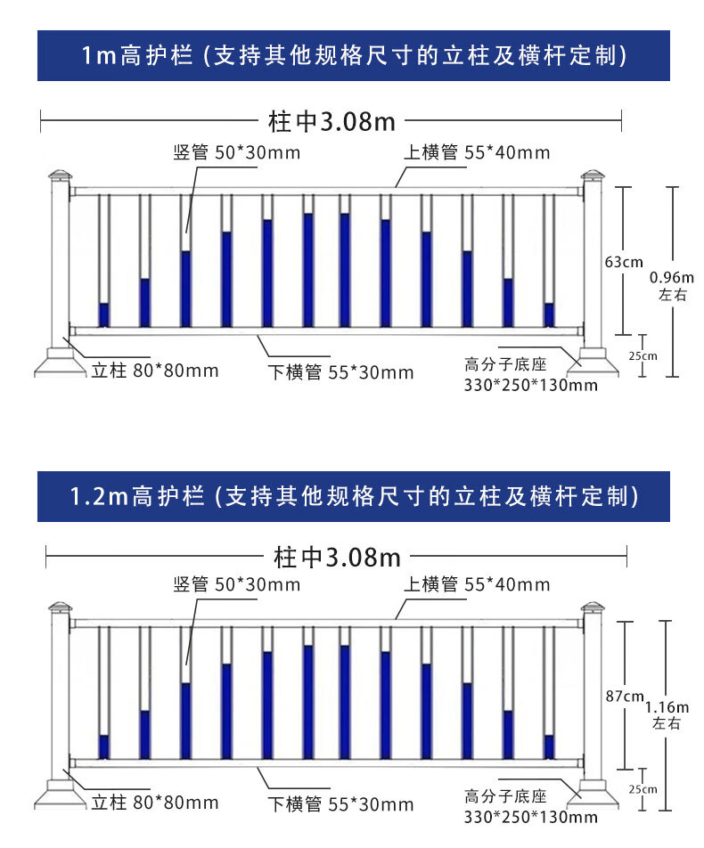 Municipal road guardrail, road central Median strip, barrier, sidewalk anti-collision barrier, ladder railing