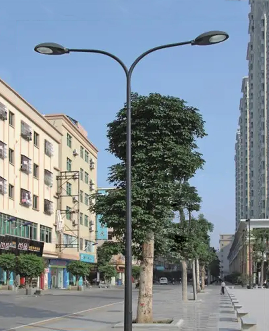 8 meter conch arm double arm LED solar street light customized for residential roads