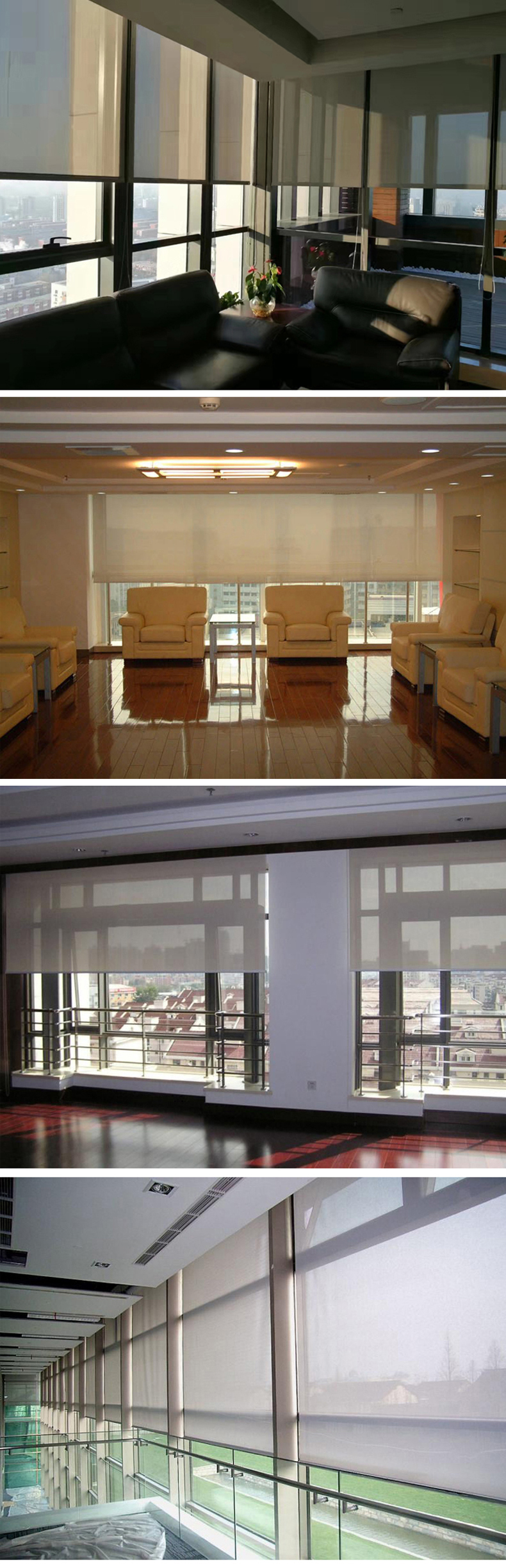 Customized engineering shading roller blinds, office building curtains, finished mesh rolled sun fabric