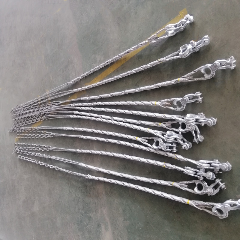 Fiber optic cable tension safety backup clamp IPGW-70KN-13.2mm aluminum clad steel material including connectors