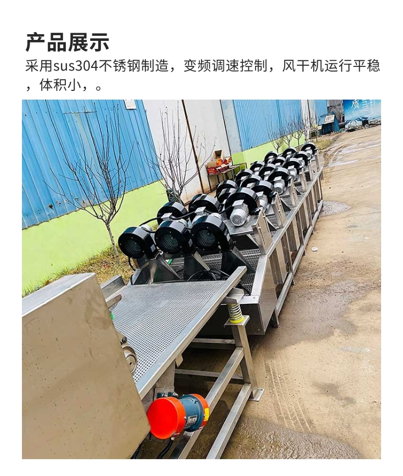 Fully automatic flipping air drying equipment, vegetable, melon and fruit cleaning and air drying machine, leisure food air drying assembly line