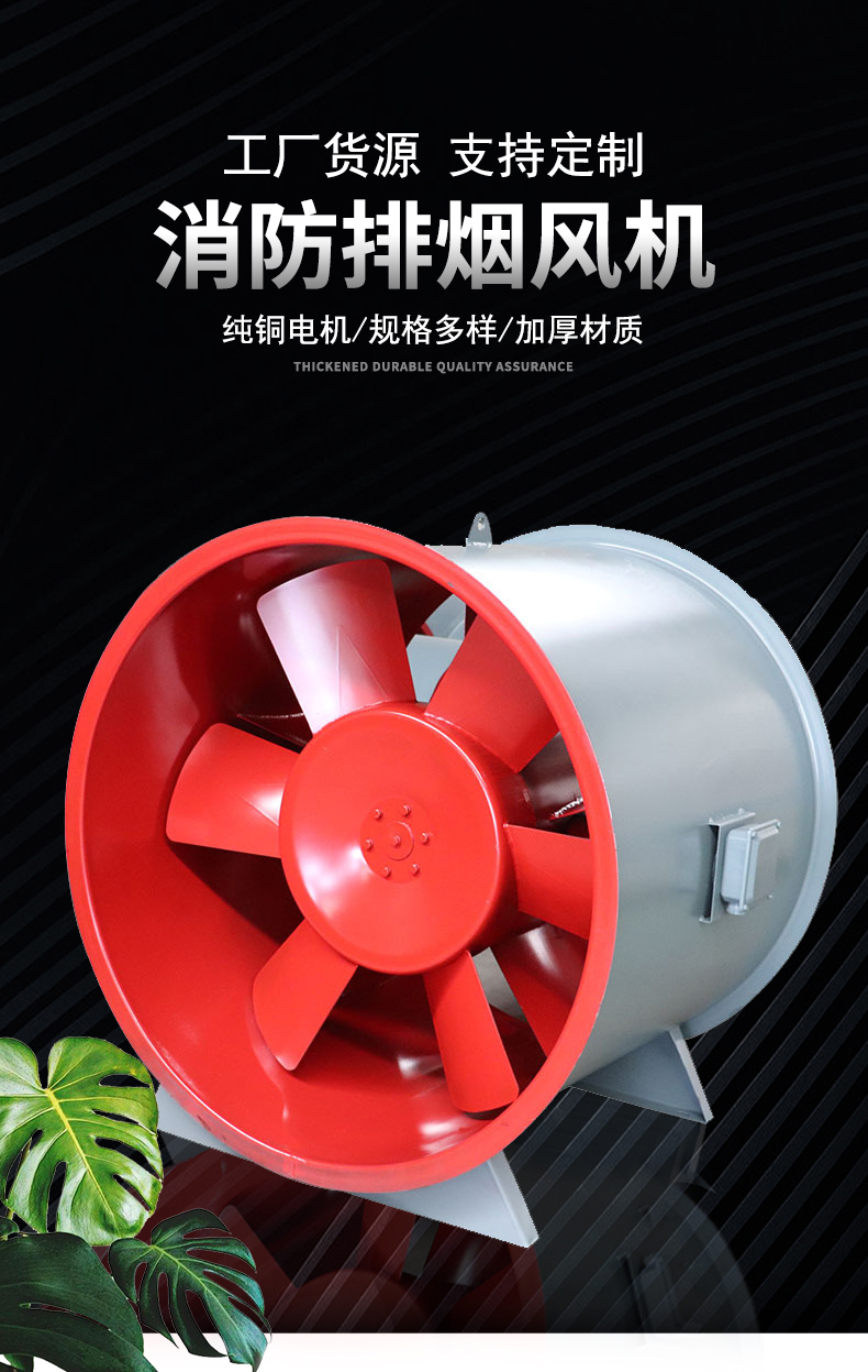 Fire smoke exhaust fan HTF dual speed fire fan workshop anti-corrosion and explosion-proof axial flow fan 3C certification