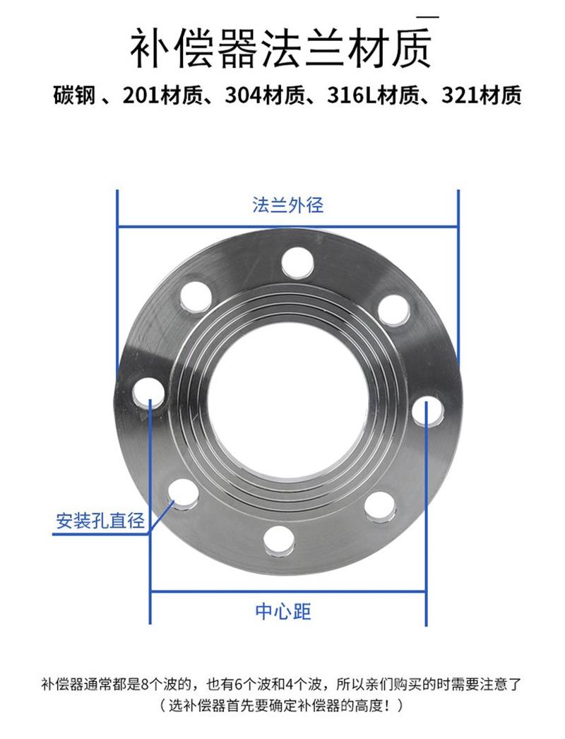 Universal stainless steel corrugated compensator, pipeline flange connection, overhead metal expansion joint support, customized Boxin