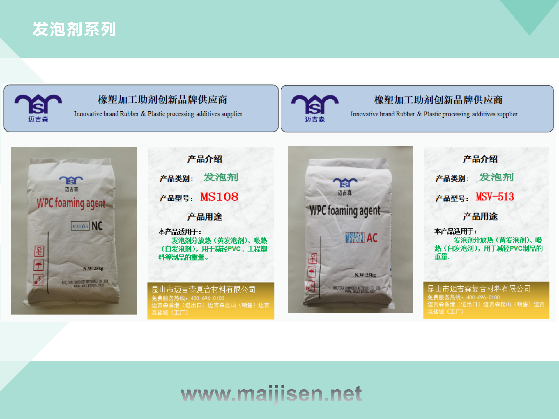 Heat-absorbing foaming agent MS-108 NC foaming agent supplied by Maijisen PVC white hair foaming agent MS-108