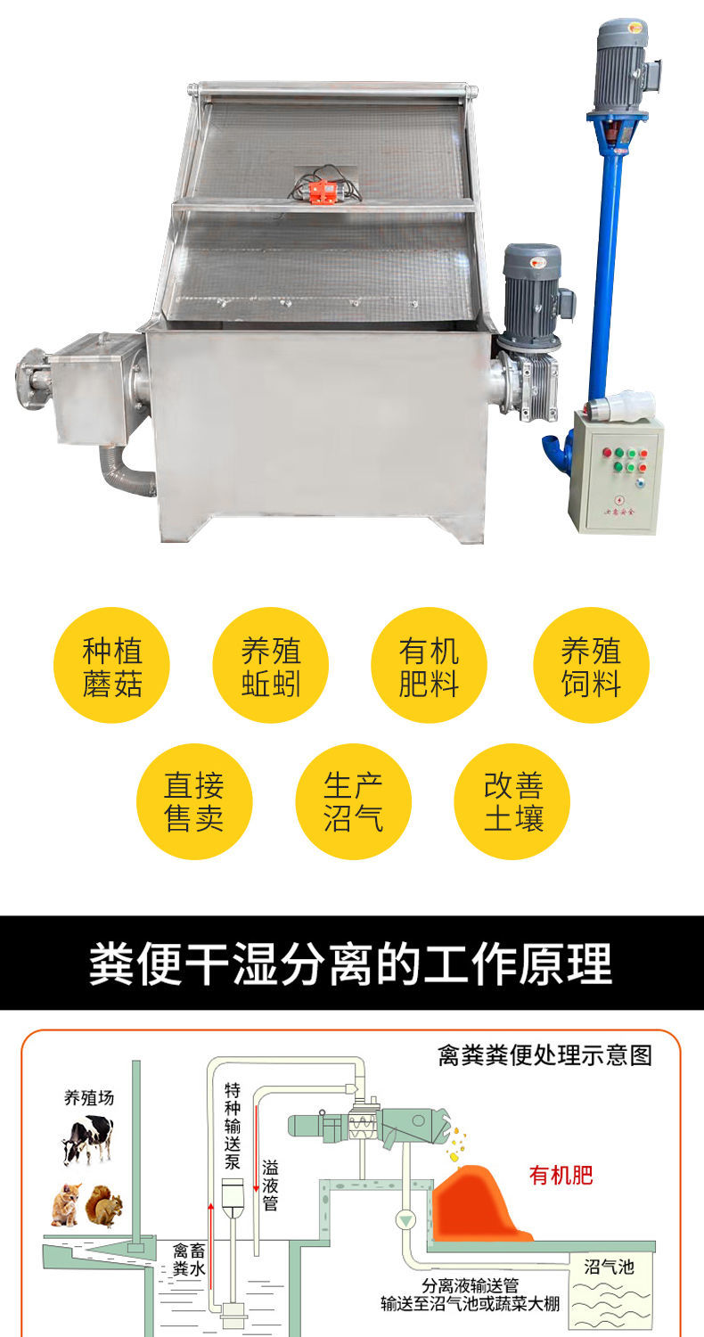 Pig manure solid-liquid separator inclined screen pig farm manure dewatering machine stainless steel cow manure dry and wet separation equipment machine