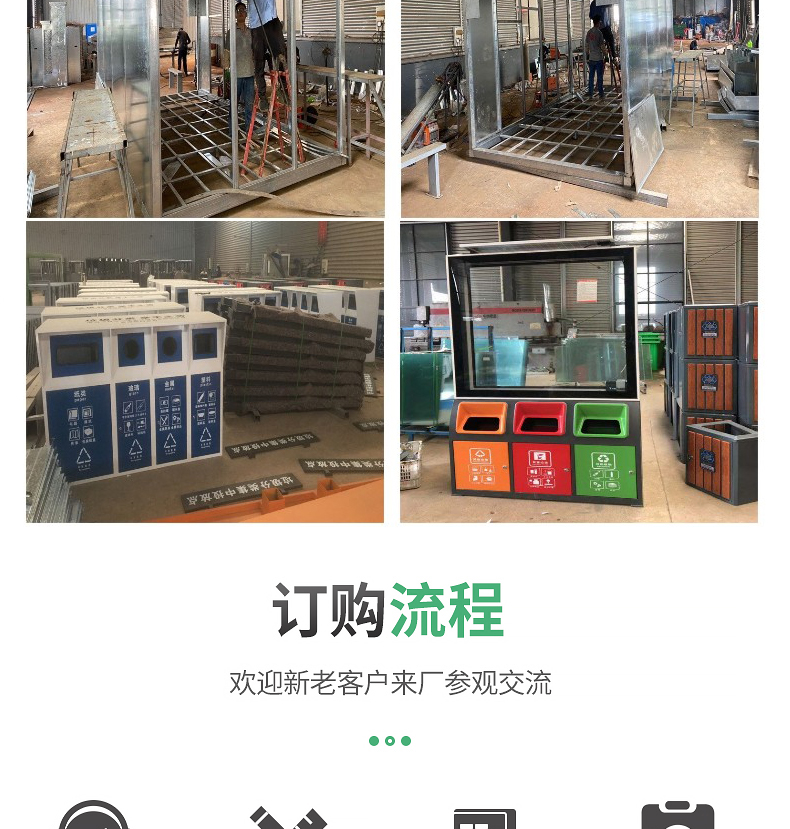 Outdoor sorting garbage bin, community school garbage sorting collection bin, galvanized steel plate material with high hardness