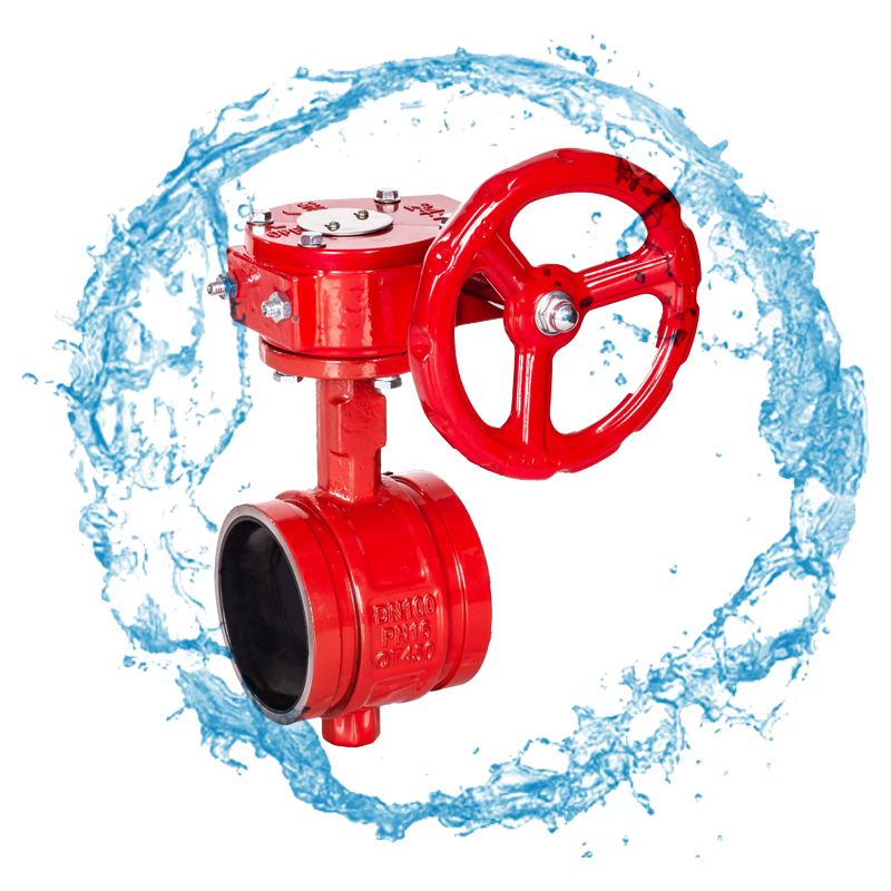 Firefighting water supply network groove butterfly valve turbine handle D381X/D81X clamp