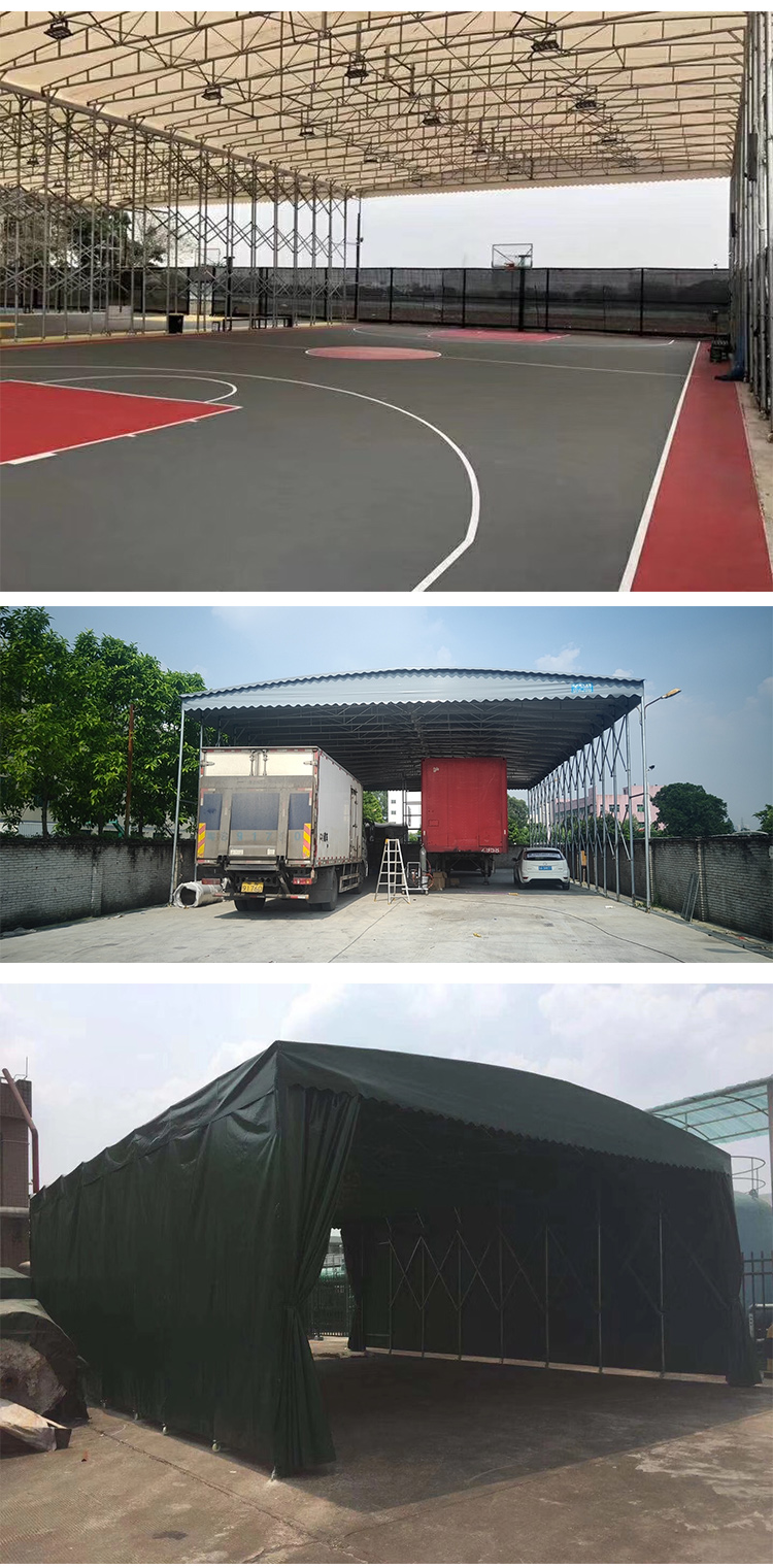 Large sliding and moving canopy, folding and telescopic sunshade, large stall shed, epidemic prevention shed, warehouse tent