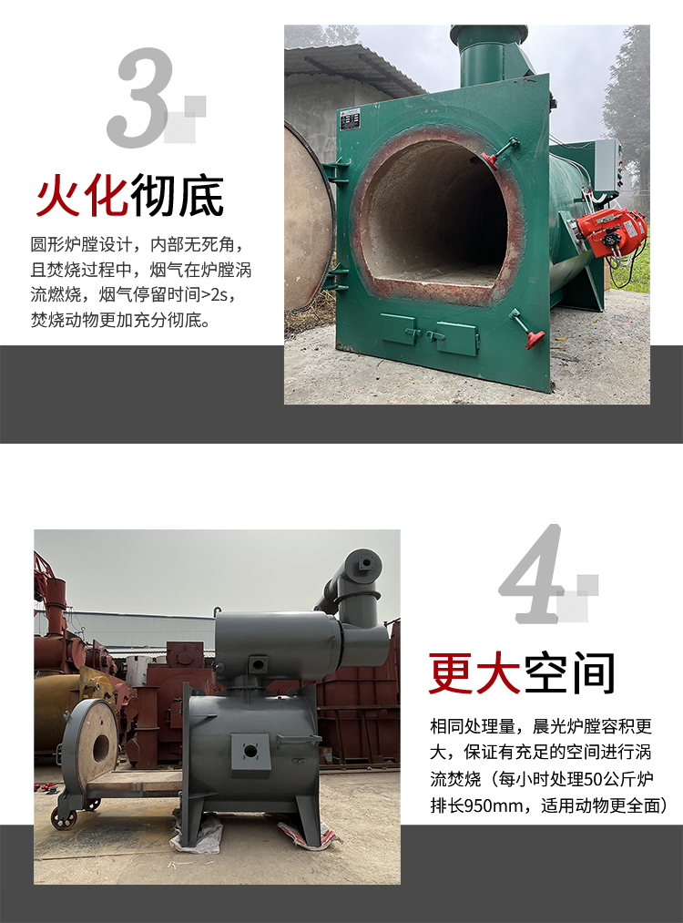 Animal harmless treatment incinerator smokeless and odorless, the same harmless equipment of Wenshi Muyuan Group