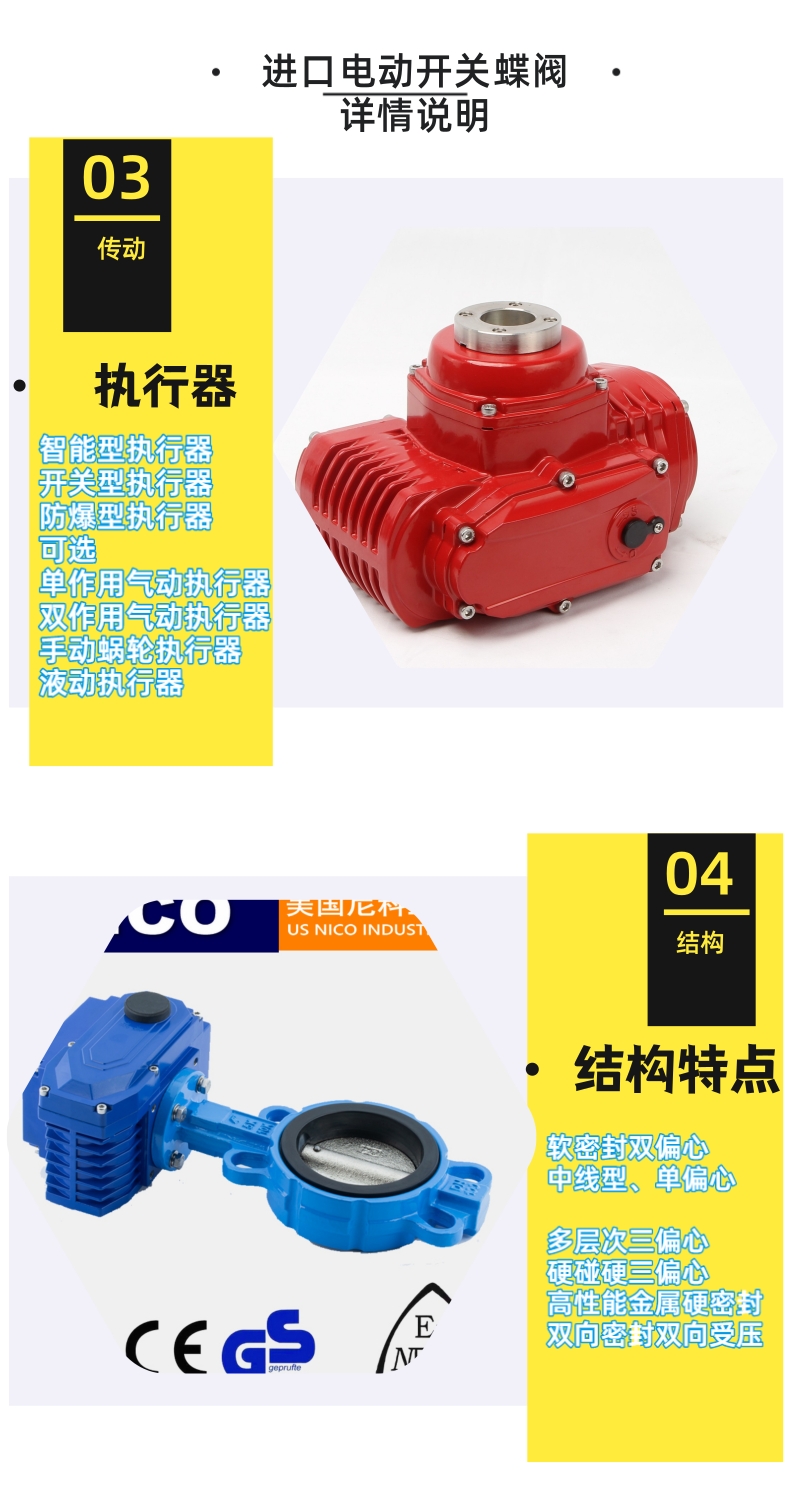 NICO imported electric switch butterfly valve cut-off type wear-resistant, corrosion-resistant, acid-base salt, American Nico brand