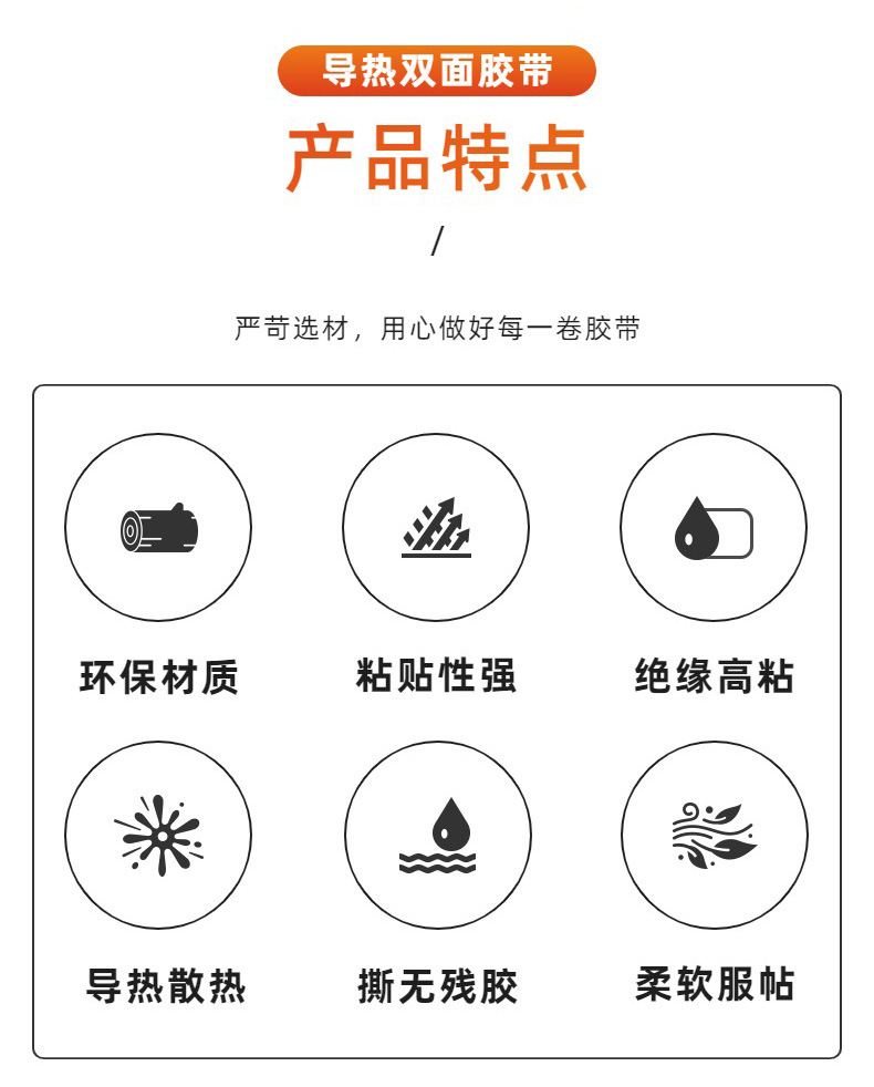 Thermal conductive double-sided tape, LED light strip, LCD TV mold, aluminum substrate, computer electrical chip, heat dissipation and insulation patch