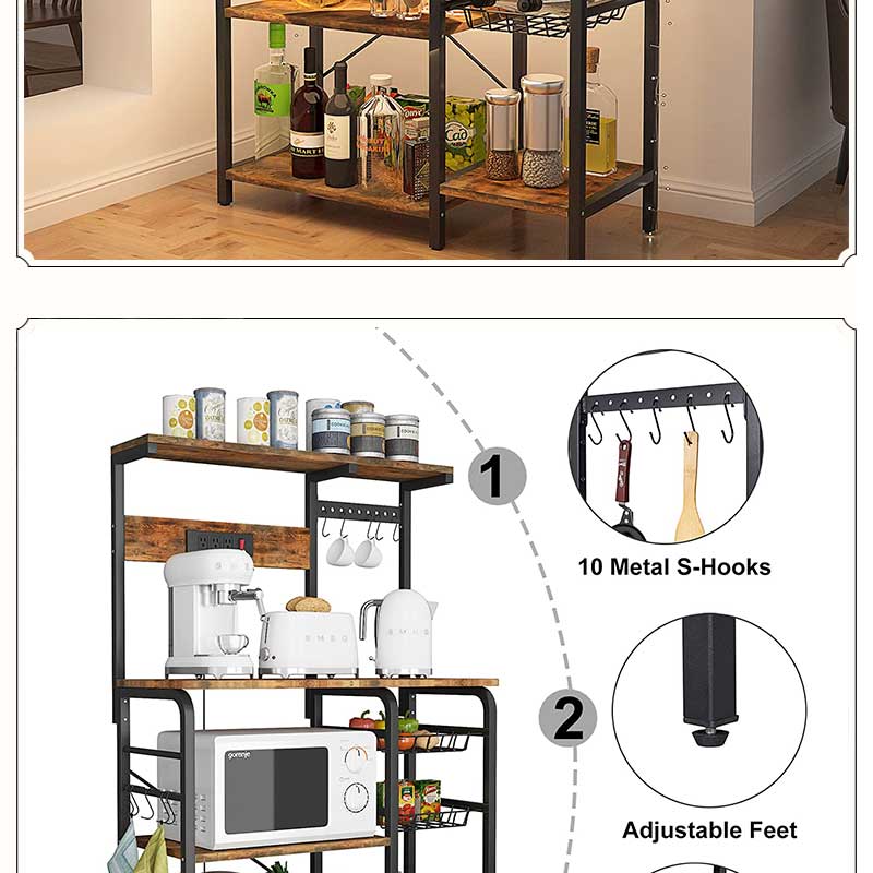 Cross border Amazon kitchen storage rack, floor to floor microwave oven, multifunctional storage rack, layered shelf