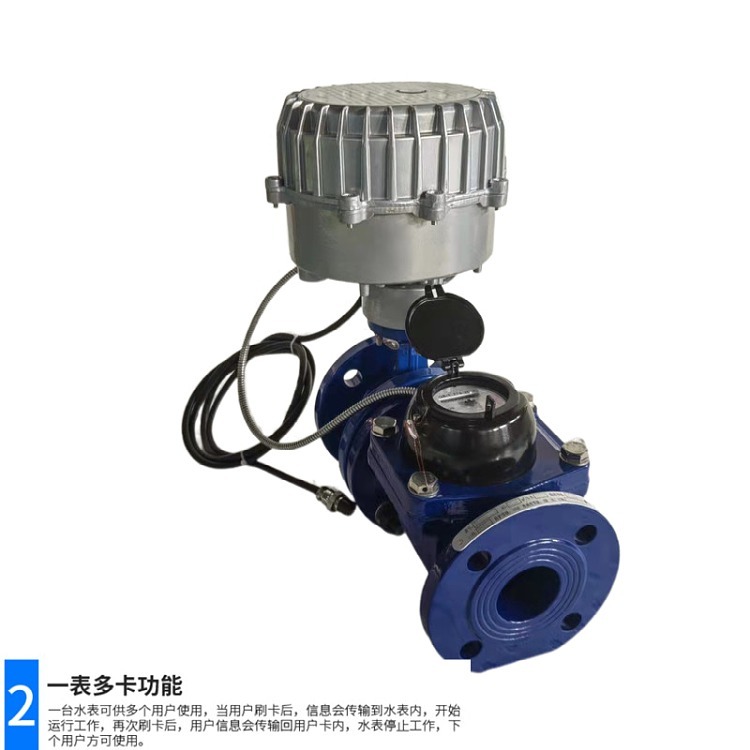 Horizontal spiral wing valve controlled water meter, one meter, multi card, large diameter flange, agricultural irrigation card meter