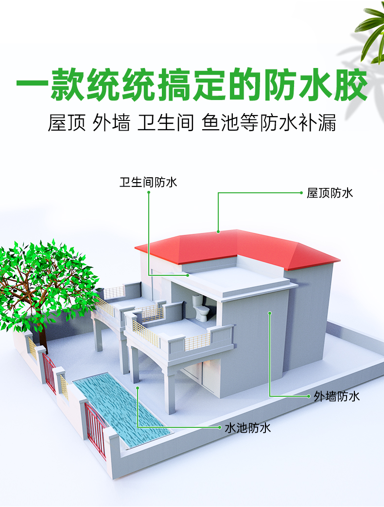 JS cement-based polymer waterproof coating for bathroom, kitchen, waterproofing, and roof crack repair construction convenience