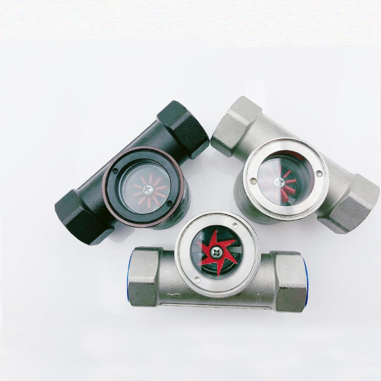 Screw thread connection eccentric impeller water flow indicator carbon steel impeller sight glass flow observer