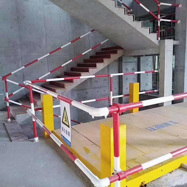 Standardized edge protection stairs, handrail, upright pole connection fittings, 48 steel pipe plastic connectors