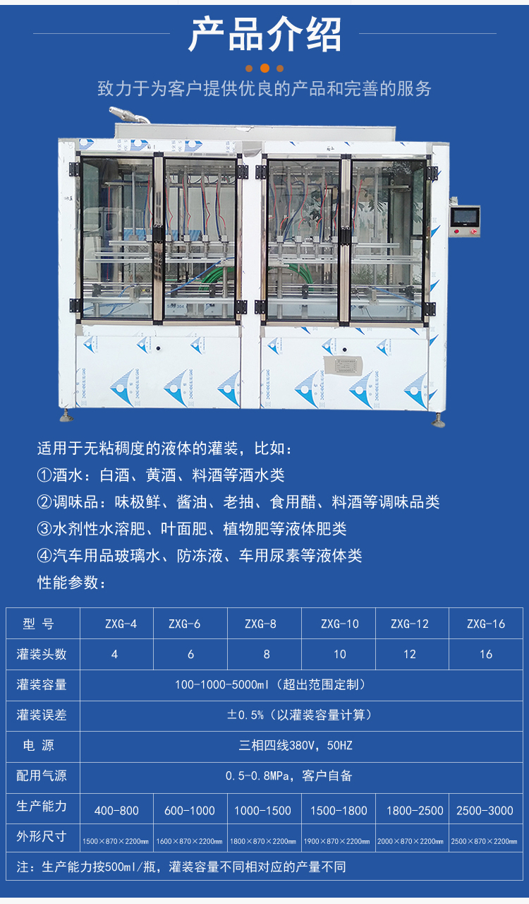 Baijiu filling machine can be used for automatic packaging machine for liquid filling