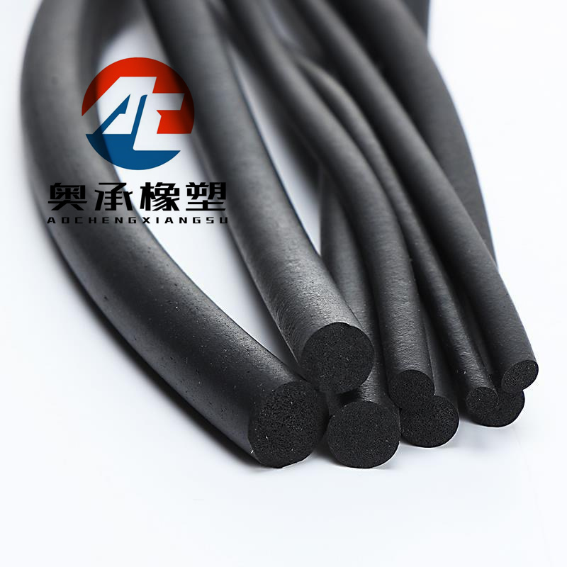 EPDM foam sealing strip, solid circular O-shaped strip, black cylindrical strip, EPDM sponge filled rubber strip