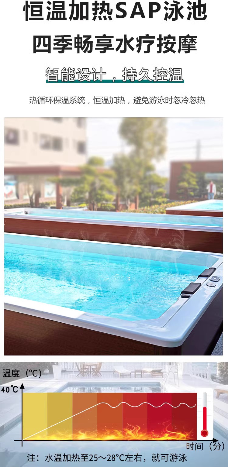 Yihua Bathroom Home Swimming Pool Outdoor Super Large Surfing Swimming Pool 11.8 meters 3 meters Wide Luxury Constant Temperature Heating