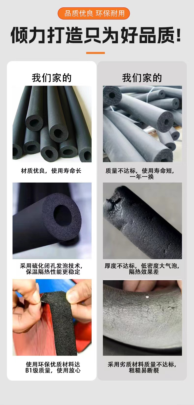 Customized rubber plastic sponge insulation pipe with a diameter of B1 fire-resistant and fire-resistant grade, supporting nationwide shipment of insulation pipes