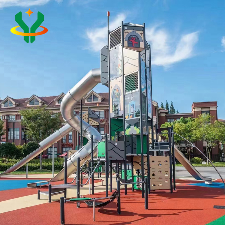 Large outdoor stainless steel slide, non-standard and unpowered slide combination, baby kindergarten playground