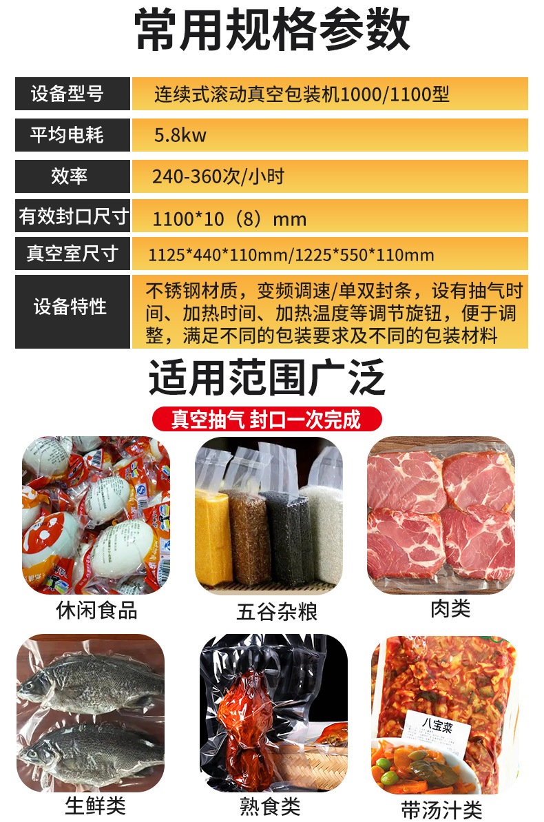 Deya full-automatic food Vacuum packing rolling packaging machine sea cucumber abalone vacuum sealing equipment