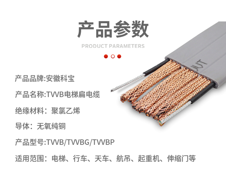 Flat cable YFFB YVFB TVVB8 core * 4, dedicated for mobile telescopic doors of overhead cranes and elevators