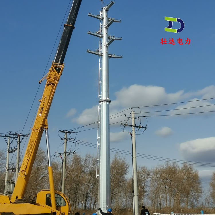 35kV Double Circuit Steel Pipe Pole Cross Branch High Voltage Stringing Steel Pole Customized by Power Steel Pole Manufacturer