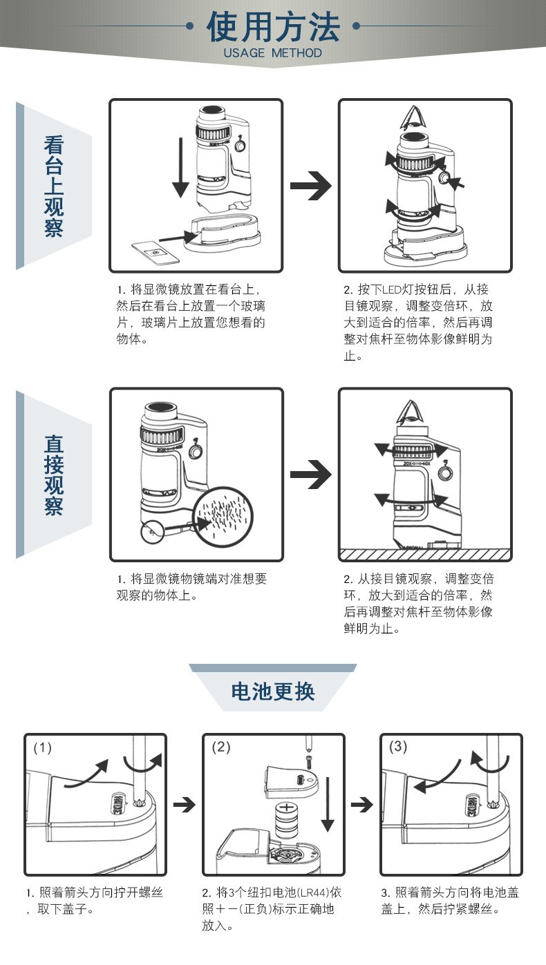 Japan Kengo Portable Microscope Magnifier STV-120M Children's Observation Science Exploration Jewelry Identification