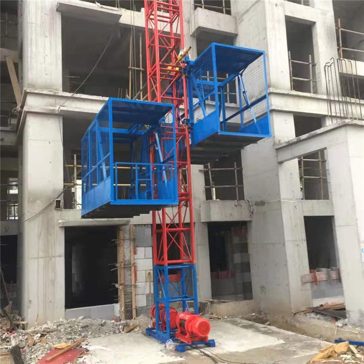 Genfa multifunctional SS100/100 construction elevator, building material elevator, one column, two cargo elevators