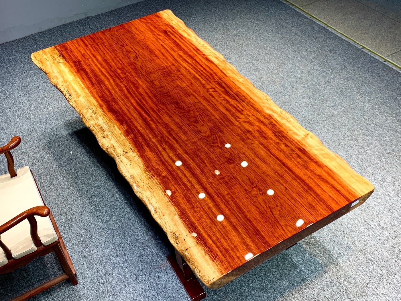 Yuanmufang Ba Hua Solid Wood Large Plate New Chinese Conference Table Tea Table Customization 220 * 113-93 * 8.5