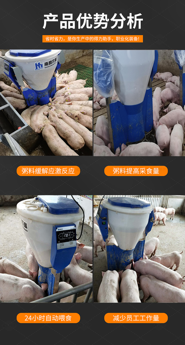 Fully automatic intelligent pig feeding machine 80kg dry and wet feeding trough circular barrel stainless steel free feeding trough for material saving