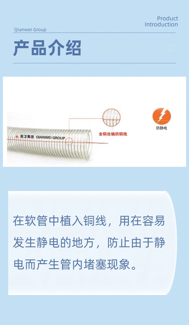 PVC anti-static steel wire hose configuration with all copper wire braided copper wire avant-garde plastic