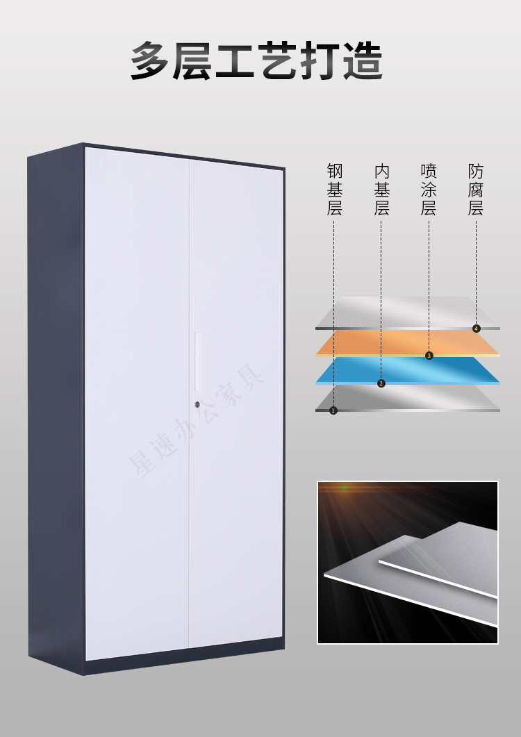 Grey and white office iron sheet cabinet, steel financial voucher cabinet, employee storage cabinet, locked data cabinet