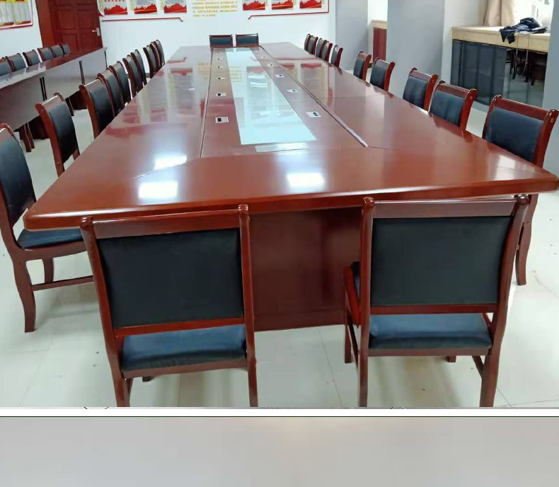 Solid wood conference table, large conference room, table and chair combination painting, Chinese style long desk, office, conference table baking paint