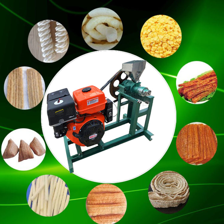 The rice puffing machine has a corn hollow rod and gasoline flour dual head for easy movement