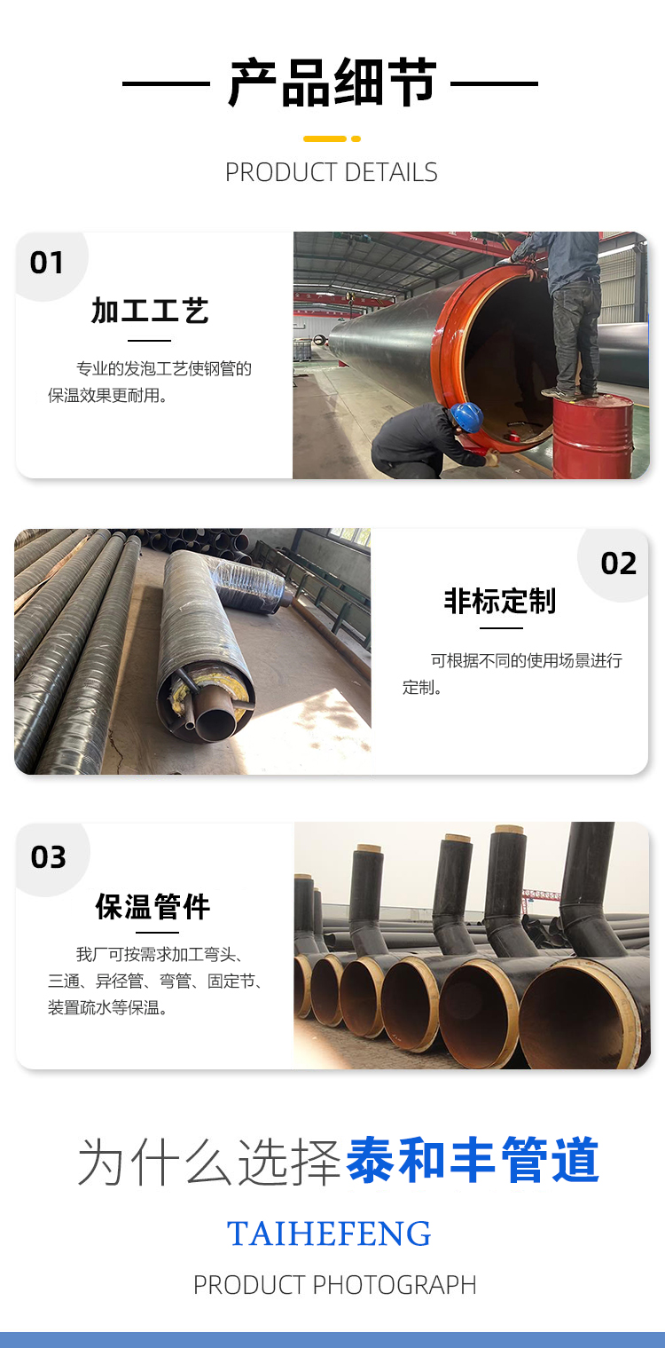 High density polyethylene polyurethane foam seamless insulation steel pipe National standard directly buried insulation spiral steel pipe