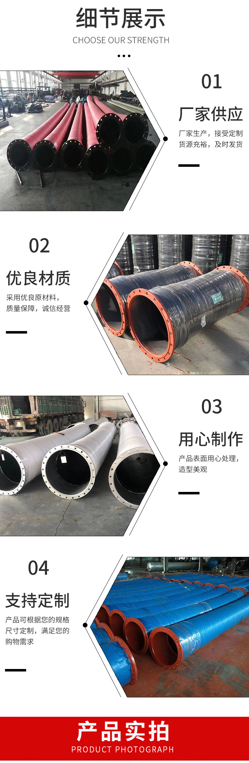 Flange type suction and drainage pipe, wear-resistant large diameter rubber hose, steel wire woven oil hose, steel wire skeleton suction and drainage pipe