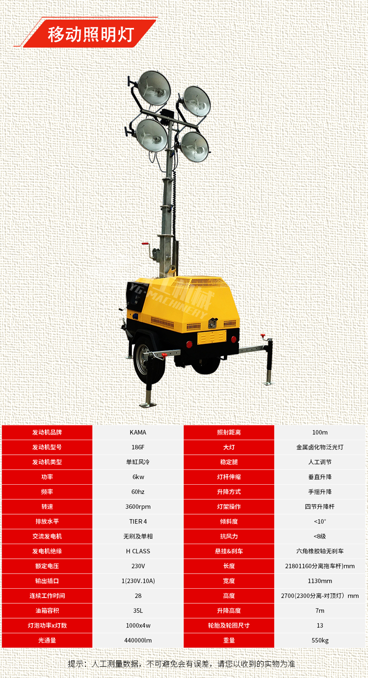 Mobile lighting lighthouse emergency rescue engineering construction flood prevention and fire emergency remote control lifting mobile lighting vehicle