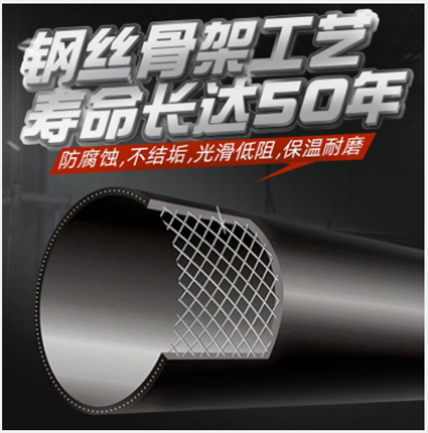 160 polyethylene PE steel wire mesh skeleton pipe, municipal fire protection buried plastic pipe, steel wire mesh skeleton composite pipe