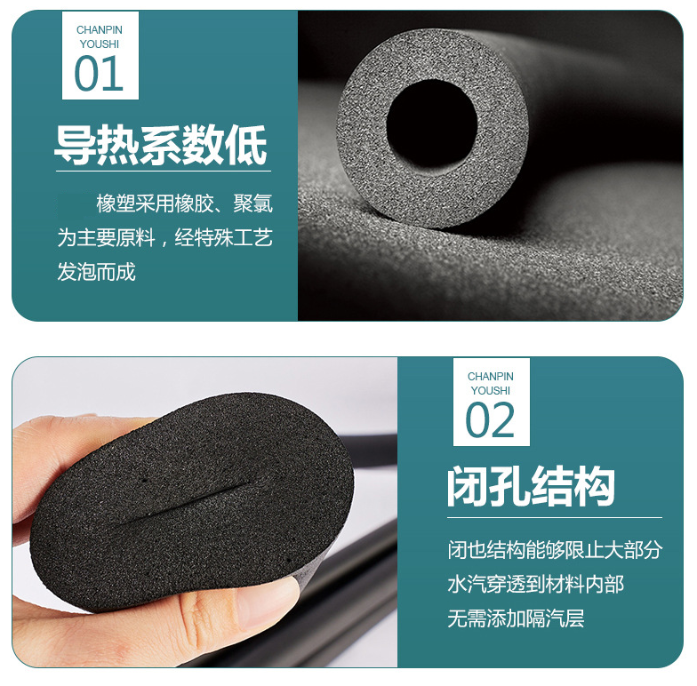 Black rubber plastic insulation pipe, B1 grade flame retardant rubber plastic pipe, air conditioning anti condensation aluminum foil insulation cotton board manufacturer